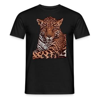 Leopard animal motif animal face animal ladies children - Men's T-Shirt - black - Front - AI Model Male 178 light (178cm)