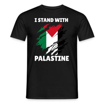Palestinian Flag I Stand With Palestine - Men's T-Shirt - black - Front - AI Model Male 178 light (178cm)