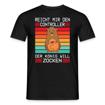 Herren Gamer Der König Will Zocken Geschenk Shirt - Männer T-Shirt - Schwarz - Vorne - AI Model Male 178 light (178cm)