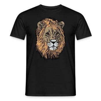Tête de lion Afrique Animal Motif Fauve Impression Art - T-shirt homme - noir - Devant - AI Model Male 178 light (178cm)