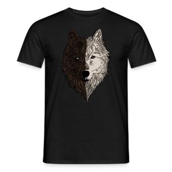 Wolf animal motif wolf motif brown - Men's T-Shirt - black - Front - AI Model Male 178 light (178cm)