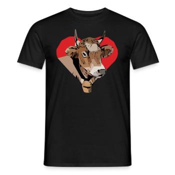 Vache vache vache motif animal tête animal motif impression - T-shirt homme - noir - Devant - AI Model Male 178 light (178cm)