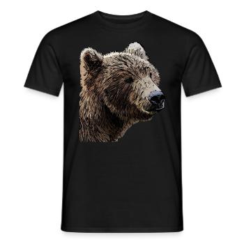 Bears Brown Bear Animal Motif Print Art Bear - Men's T-Shirt - black - Front - AI Model Male 178 light (178cm)
