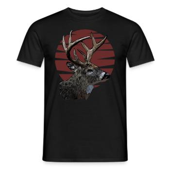 Deer hunting motif motif animal motif vintage retro - Men's T-Shirt - black - Front - AI Model Male 178 light (178cm)