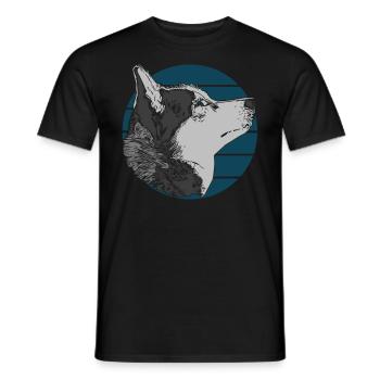 Husky Dogs Animal Motif Animal Face Animal Print - Men's T-Shirt - black - Front - AI Model Male 178 light (178cm)