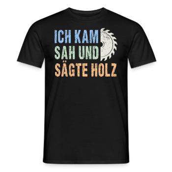 Ich kam sah und sägte Holz lustiger Handwerker - Männer T-Shirt - Schwarz - Vorne - AI Model Male 178 light (178cm)