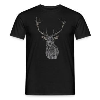 Hirsch Wapiti Hunts Animal Motif Imprint Animal Face - Men's T-Shirt - black - Front - AI Model Male 178 light (178cm)