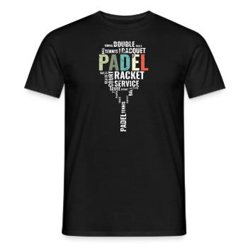 Vintage Padel Wordcloud Padel Racket - Men's T-Shirt - black - Front - AI Model Male 178 light (178cm)