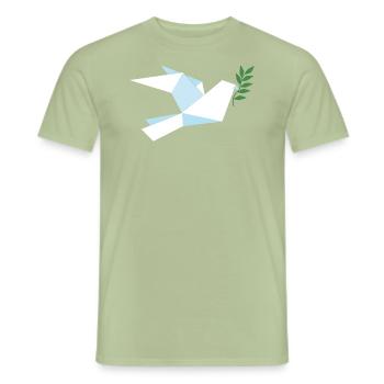 Colombe de la Paix Paix Mondiale - T-shirt homme - vert sauge - Devant - AI Model Male 178 light (178cm)