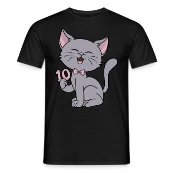Fille de 10 ans drôle de chat 10ème anniversaire - T-shirt homme - noir - Devant - AI Model Male 178 light (178cm)