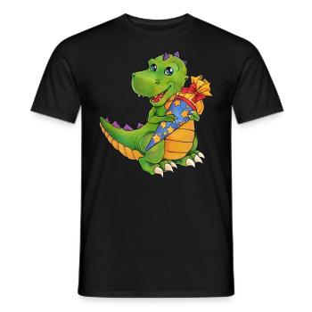 Dinosaurier Tyrannosaurus Saurier mit Zuckertüte - Männer T-Shirt - Schwarz - Vorne - AI Model Male 178 light (178cm)