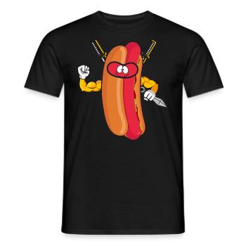 Hot Dog Ninja Karate Warrior Japan Geschenk - Männer T-Shirt - Schwarz - Vorne - AI Model Male 178 light (178cm)