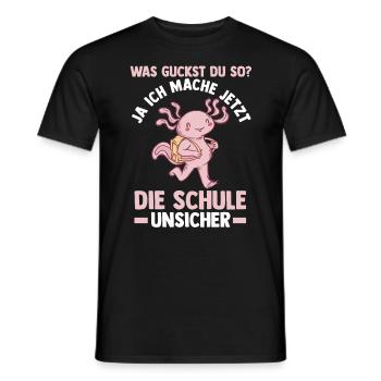 Schulkind Axolotl Schüler Schulanfang Einschulung - Männer T-Shirt - Schwarz - Vorne - AI Model Male 178 light (178cm)