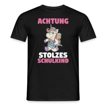 Einhorn Schulkind Schüler Schulanfang Einschulung - Männer T-Shirt - Schwarz - Vorne - AI Model Male 178 light (178cm)