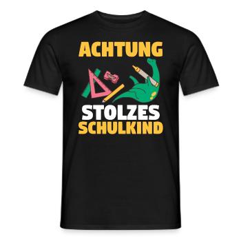 Dinosaurier Schulkind Schüler Schulanfang Einschul - Männer T-Shirt - Schwarz - Vorne - AI Model Male 178 light (178cm)