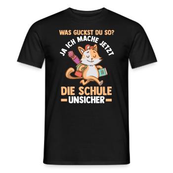 Schulkind Katze Schüler Schulanfang Einschulung - Männer T-Shirt - Schwarz - Vorne - AI Model Male 178 light (178cm)