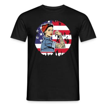 États-Unis Amérique Américain Américain - T-shirt homme - noir - Devant - AI Model Male 178 light (178cm)