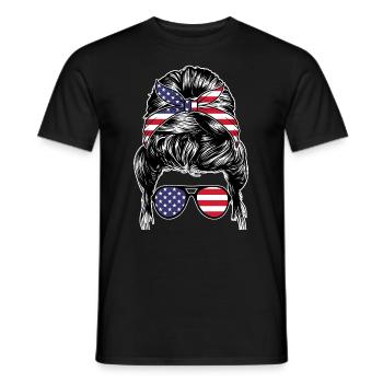 USA America American - Men's T-Shirt - black - Front - AI Model Male 178 light (178cm)