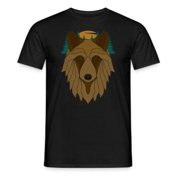 Wolfskopf mit Wolf Mond - Männer T-Shirt - Schwarz - Vorne - AI Model Male 178 light (178cm)
