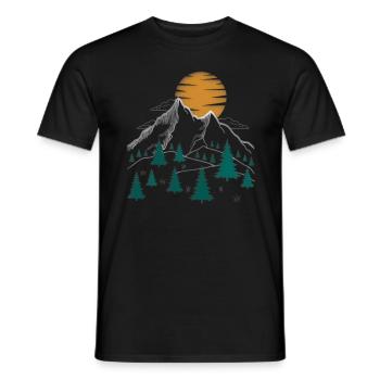 Nature Hiking Imprint Mountain Motif - Men's T-Shirt - black - Front - AI Model Male 178 light (178cm)