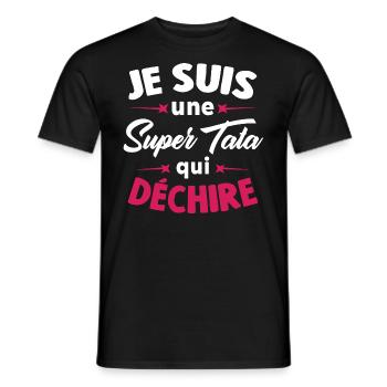 Je Suis Une Super Tata Qui Déchire - T-shirt homme - noir - Devant - AI Model Male 178 light (178cm)