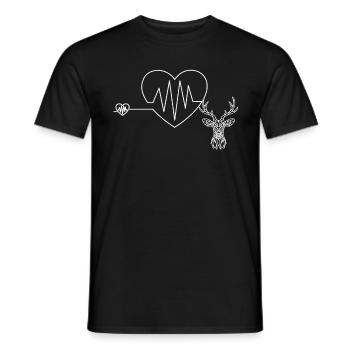Heartbeat with heart and deer antlers Deer antlers - Men's T-Shirt - black - Front - AI Model Male 178 light (178cm)