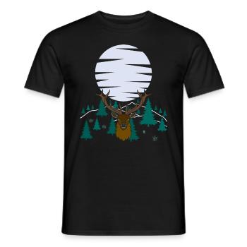 Deer Moon Antlers with Deer Antlers - Men's T-Shirt - black - Front - AI Model Male 178 light (178cm)