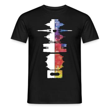 Paris France City Skyline Pixel Coloré - T-shirt homme - noir - Devant - AI Model Male 178 light (178cm)