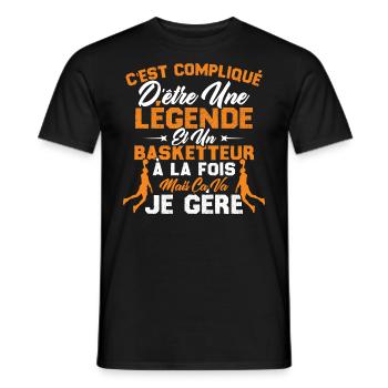 Une Légende Et Un Basketteur - T-shirt homme - noir - Devant - AI Model Male 178 light (178cm)