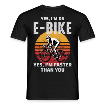E-Bike Vélo électrique Vélo Cyclisme Biker VTT - T-shirt homme - noir - Devant - AI Model Male 178 light (178cm)