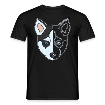 Siberian Husky Animal Motif Art Dog Print - Men's T-Shirt - black - Front - AI Model Male 178 light (178cm)