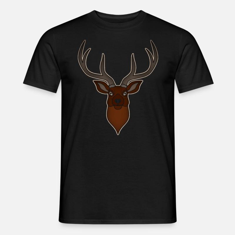 Rothirsch Geweih mit Hirschgeweih - Männer T-Shirt - Schwarz