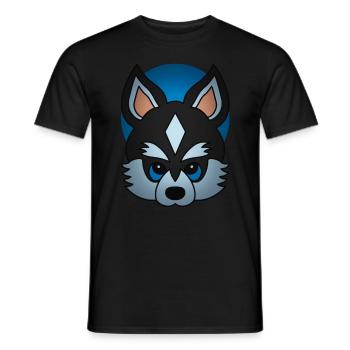Siberian Husky Animal Motif Art Dog Print - Men's T-Shirt - black - Front - AI Model Male 178 light (178cm)