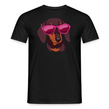 Dachshund Pink Glasses Dog Lover Dachshund - Men's T-Shirt - black - Front - AI Model Male 178 light (178cm)
