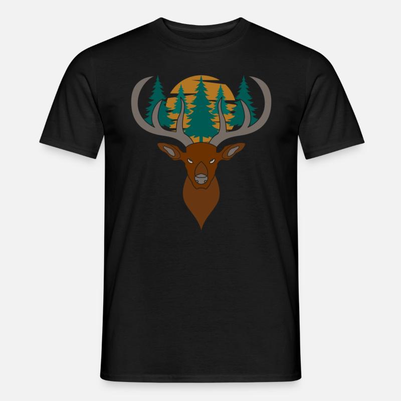 Rothirsch Geweih mit Hirschgeweih - Männer T-Shirt - Schwarz