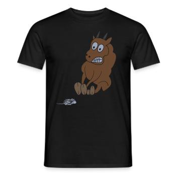 Drôle de taureau a peur du motif de l’agriculteur de souris - T-shirt homme - noir - Devant - AI Model Male 178 light (178cm)