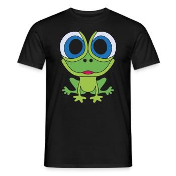 Green frog with big eyes Design with toad - Men's T-Shirt - black - Front - AI Model Male 178 light (178cm)