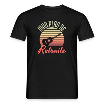 mon plan de retraite la guitare - cadeau guitare - T-shirt homme - noir - Devant - AI Model Male 178 light (178cm)
