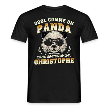 Cool Comme Un Panda, Cool Comme Un Christophe - T-shirt homme - noir - Devant - AI Model Male 178 light (178cm)