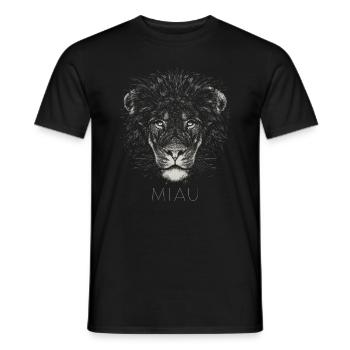Miau Löwe - Männer T-Shirt - Schwarz - Vorne - AI Model Male 178 light (178cm)