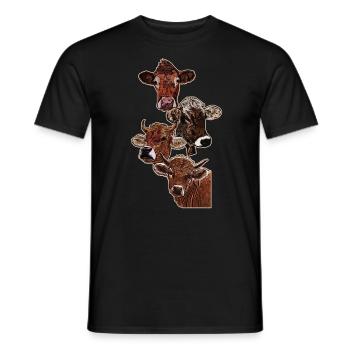 Vier koppen van vier koeien - Heren T-shirt - zwart - Voor - AI Model Male 178 light (178cm)