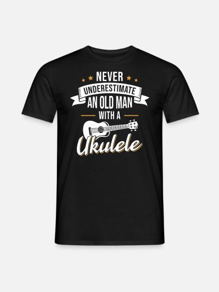 Ukulele Grandpa Uke Musician Pension - Men's T-Shirt - black