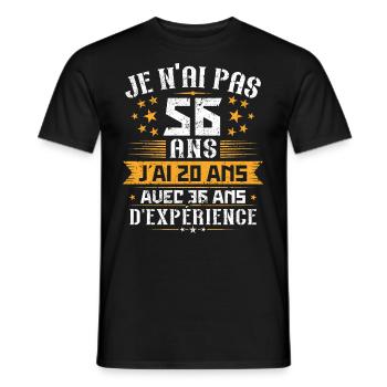 Je n'ai pas 56 ans, Cadeau d'anniversaire 56 ans - T-shirt homme - noir - Devant - AI Model Male 178 light (178cm)