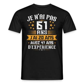 Je n'ai pas 61 ans, Cadeau d'anniversaire 61 ans - T-shirt homme - noir - Devant - AI Model Male 178 light (178cm)
