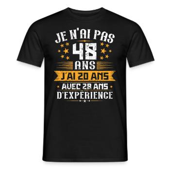 Je n'ai pas 48 ans, Cadeau d'anniversaire 48 ans - T-shirt homme - noir - Devant - AI Model Male 178 light (178cm)
