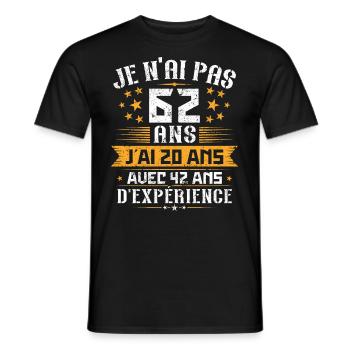 Je n'ai pas 62 ans, Cadeau d'anniversaire 62 ans - T-shirt homme - noir - Devant - AI Model Male 178 light (178cm)