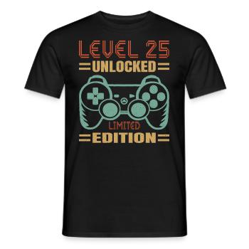Geburtstag Level 25 freigeschaltet - Männer T-Shirt - Schwarz - Vorne - AI Model Male 178 light (178cm)