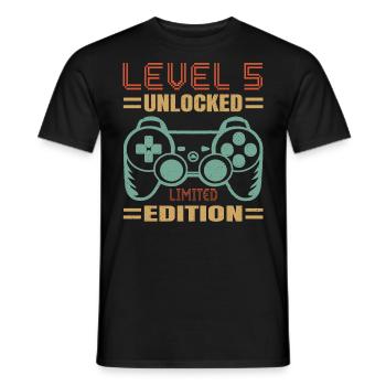 Geburtstag Level 5 freigeschaltet - Männer T-Shirt - Schwarz - Vorne - AI Model Male 178 light (178cm)