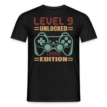 Geburtstag Level 9 freigeschaltet - Männer T-Shirt - Schwarz - Vorne - AI Model Male 178 light (178cm)