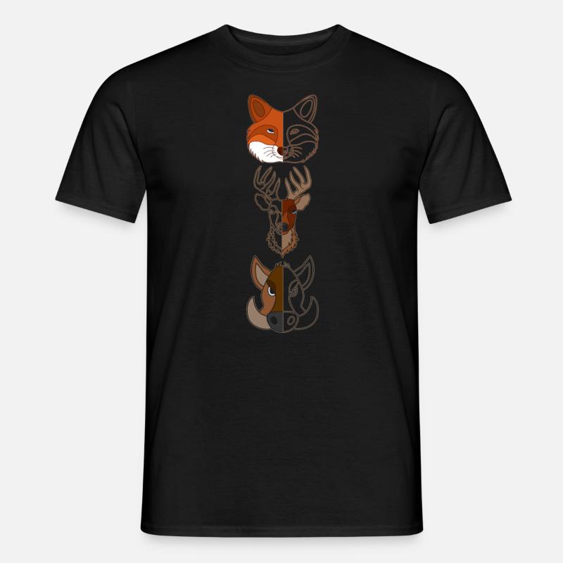 Fuchs Hirsch Wildschein Waldtier Design - Männer T-Shirt - Schwarz